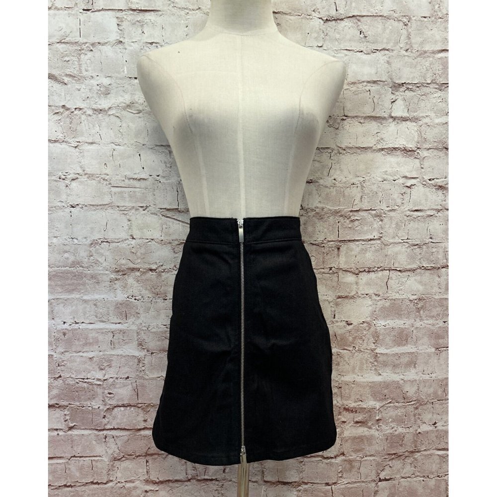 French Connection Womens Zip Front A Line Mini Skirt Raisa Shine Denim Size 8